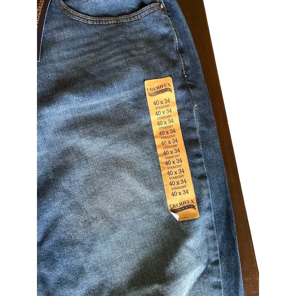 Cremieux Mens Stretch Denim Straight Leg Jeans Size 40x34 Blue New With Tags - Picture 4 of 5